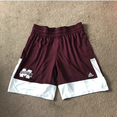Adidas Mississippi State Bulldogs Maroon Authentic Game Basketball Shorts Sz L Cover