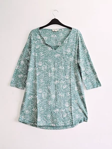 EX Fat Face Women's 3/4 Sleeve V Neck Floral Longline Tunic In Mint Green - Picture 1 of 4