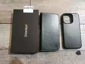 SHIELDON Wallet Case for iPhone 16 Pro 5G, Genuine Leather, Detachable, Black - Zdjęcie 1 z 13