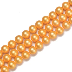 Concha de oro brillante Perla Cuentas redondas mate Tamaño 6mm 8mm 10mm 15.5 '' Hebra - Imagen 1 de 2