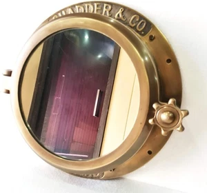 40.64 cm Antique Brown Heavy Canal Boat Porthole Window Ship Round Mirror - Picture 1 of 6