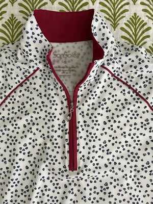 Camisa San Soleil Manga Larga 1/4 Cremallera Mujer’s S Rojo Blanco Azul SP50+ Manga Malla Foto 1 de 4