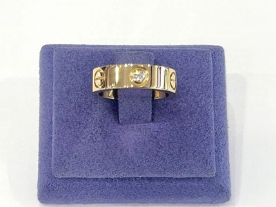 18K Rose Gold Cartier Love Ring Classic Model 3 Diamonds 0.23 Carats  - Image 1 of 4