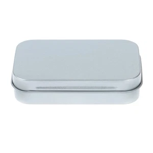 1pcTin Small Empty Metal Tin Silver Flip Storage Box Case OrganizerB^qiMDAU - Picture 1 of 12