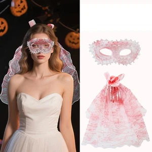 Halloween Lace Veil Mesh Masquerade Eyemask for Cosplay Halloween Carnival - Picture 1 of 7