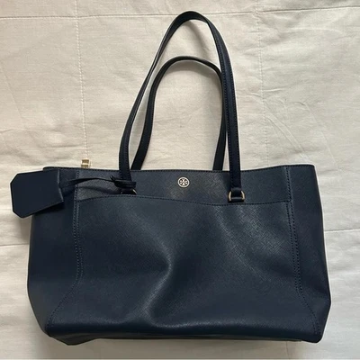 Tory Burch Robinson Tote Bag Elegant Navy Blue - Image 1 of 4