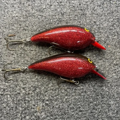 Norman Little N Squarebill Vintage Crankbait Lot of 2, 3/8oz - LN-131 Red Black - Image 1 of 4