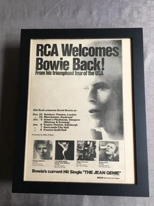 David Bowie Jean Genie UK tour Dec 1972 Jan 1973 Framed Advert / Ad 18" x 14" #1 - Picture 1 of 1