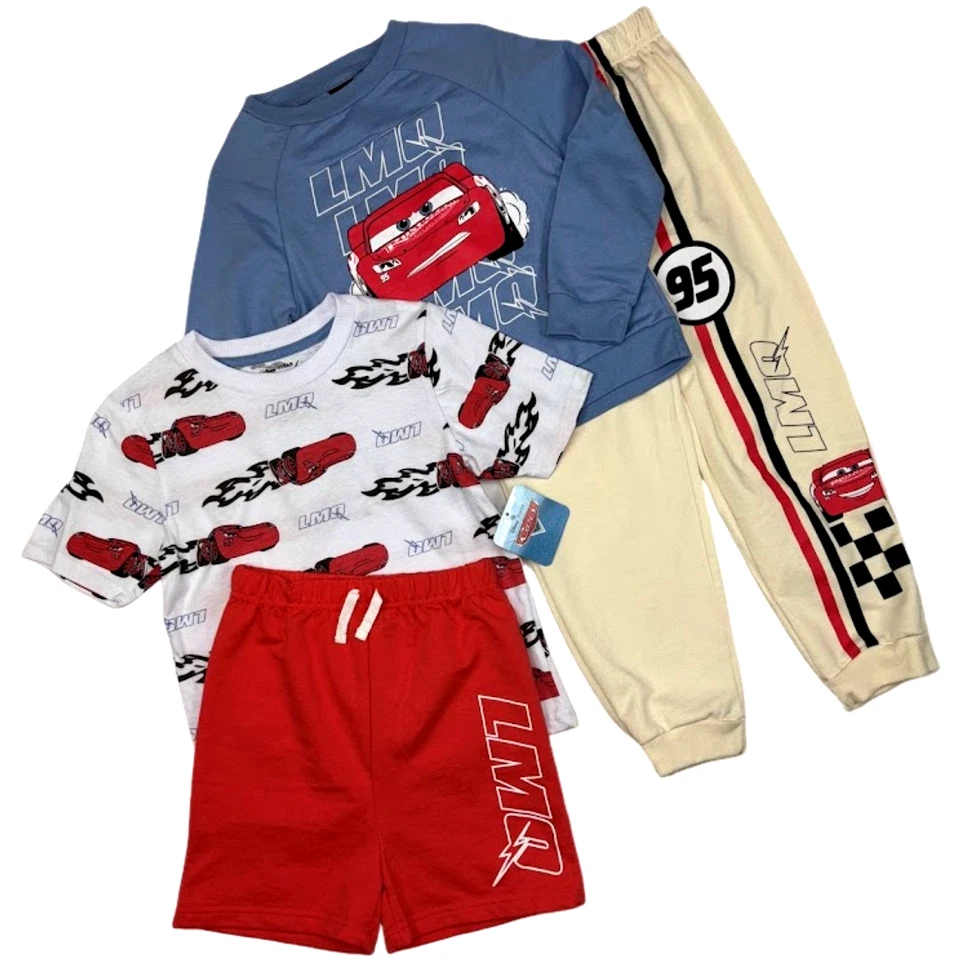 Cars Disney Pixar Niños Talla 7 Conjunto Lote 4 piezas Pantalones Cortos Prendas para el torso Lightning McQueen Foto 1 de 3