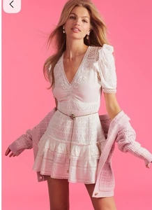 Loveshackfancy Rena Embroidered Mini Dress Antique White Size Small EUC - Picture 1 of 11