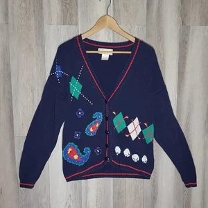 id Distinctions cardigan uomo medio vintage Paisely Argyle maglia golf - Foto 1 di 8