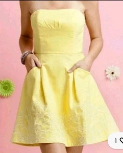 Lilly Pulitzer Starfruit Yellow Dahling Blooms Dress Size: 0 - Picture 1 of 11
