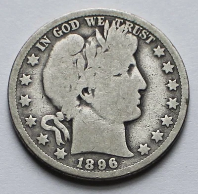1896-O Barber Silver Half Dollar - Good, New Orleans 50C coin - Image 1 of 2