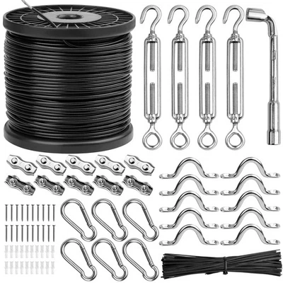 Kit colgante de luces de cadena, cable de acero inoxidable para luces exteriores, 182 pies Wi... Foto 1 de 4