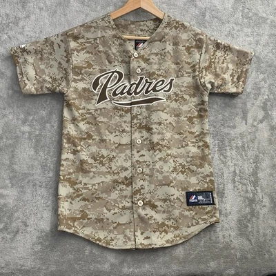 Majestic Jersey Youth Boys Large San Diego Padres Camo Baseball MLB Made USA - Image 1 of 4