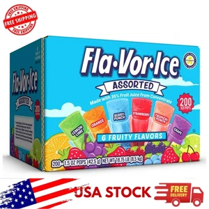 Fla-Vor-Ice Giant Freezer Pops 200 Count | 1.5 oz Each | Assorted Fruit Flavors - Picture 1 of 6