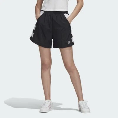 Nuevo Adidas Para Mujer Grande Logo Pantalones Cortos Retro Trifolio Negro/Blanco Para Mujer XS FM2638 Foto 1 de 4