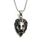 Punk Jewelry Stainless Steel Necklace Retro Lion King Pendant Rolo Chain 24"