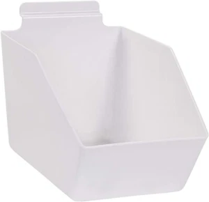 "10 contenedores de volteo Slatwall acrílico blanco 9 1/2"" x 6"" W X 5 1/2"" exhibición de plástico al por menor" - Imagen 1 de 3