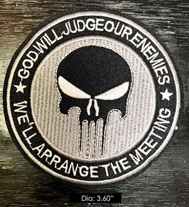 The Punisher "God Will Judge Our Enemies..." Embroidered Iron-on Patch - Picture 1 of 3