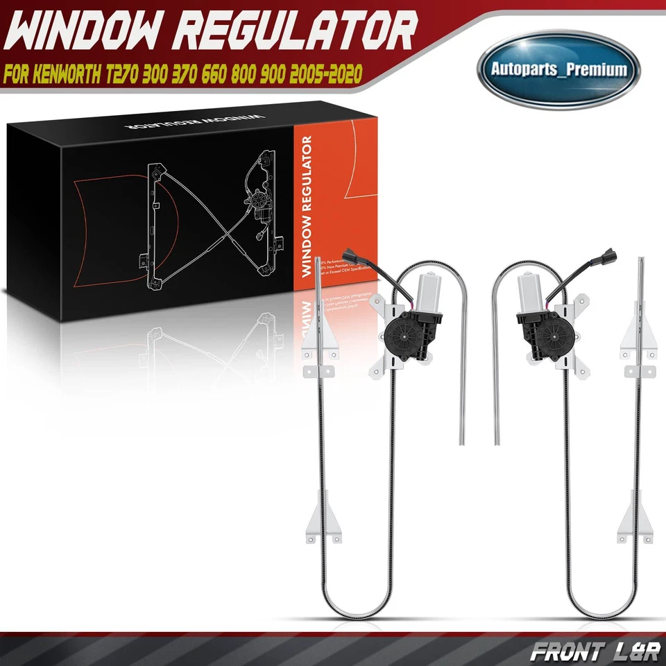 2x Regulador de ventana eléctrica con motor para Kenworth T270 300 370 660 800 900 delantero Foto 1 de 4