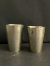 OLD VINTAGE RICH PATINA HANDMADE GERMAN SILVER BRASS 2 PC DRINKING GLASS TUMBLER