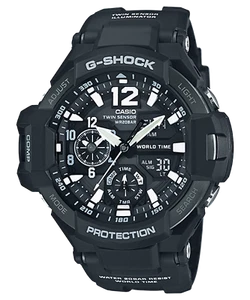 CASIO G-SHOCK GA-1100-1A Quartz Black Resin 200M Twin Sensor World Time - Picture 1 of 4