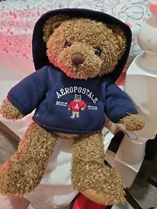 NWT Aeropostale 14" Teddy Bear Built Tough Sweatshirt + Hat Plush Stuffed Animal - Picture 1 of 7