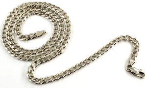 Sterling Silver Necklace 19.5 Inch 4.5mm Flat Curb Chain Cuban Miami Jersey Men - Picture 1 of 11