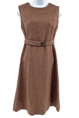 Vintage Pendleton Dress Wool Herringbone Belted Midi Sheath Sleeveless - Image 1 of 4