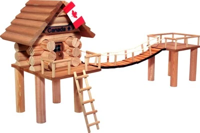 Canadian Made Suspension Bridge- Authentic saddle notch log construction  - Image 1 of 2