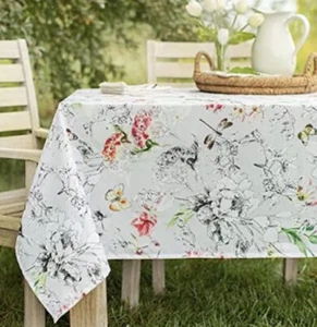 Benson Mills Indoor-Outdoor Spillproof Tablecloth 60x84 Zipper Umbrella Floral - Picture 1 of 6