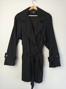 Orvis Vintage Made In USA Black Belted Trenchcoat Jacket - Women's UK 10 (US6) - Bild 1 von 11