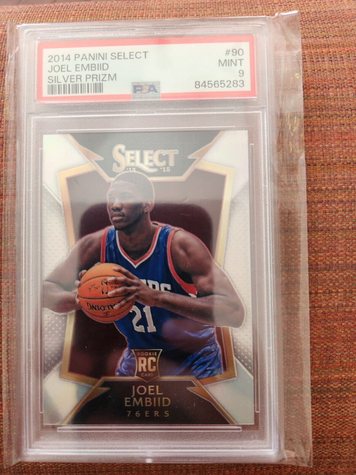 2014 15 Panini Select #90 Joel Embiid Rookie RC Silver Prizm PSA 9 76ers