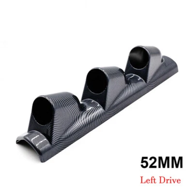 Universal Pillar Dash Panel Trim Mount Carbon Fiber Look 3-Hole Gauge Pod Holder - Image 1 of 4