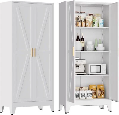 Elegro 61" Farmhouse Metal Storage Cabinet With 3 Adjustable Shelves For Office - Image 1 of 3