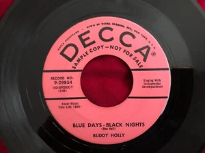 HIS FIRST! BUDDY HOLLY BLUE DAYS BLACK NIGHTS/LOVE ME DECCA PROMO 45 1956 RARE! - Picture 1 of 4