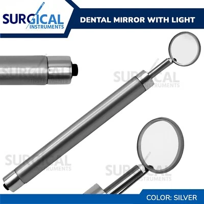 Espejo Dental con Luz Instrumentos Dentales Acero Inoxidable Grado Alemán Foto 1 de 4