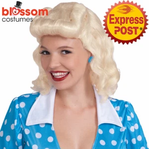 W604 Blonde Pin Up Girl Wig 1940s Vintage Audrey Hepburn War 40'S Victory Rolls - Picture 1 of 2
