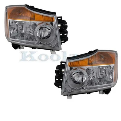 CAPA For 08-15 Titan Pickup Truck Headlight Headlamp Head Light w/Bulb PAIR SET - Imagem 1 de 4