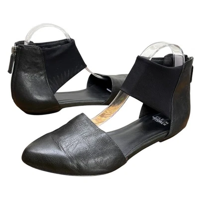 Женские туфли на плоской подошве Eileen Fisher размер 8,5 Allot черная мятая кожа сетка на лодыжку  - Изображение 1 из 4