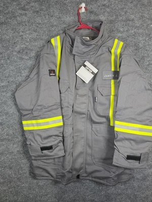 Crude FR RPS Jacket Mens XL Gray Flame Resistant Insulated Parka Hi Vis Tape - Image 1 of 4