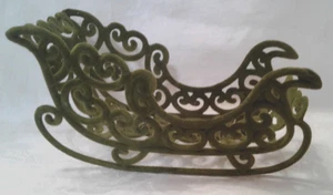 Vintage moosgrüner beflockter Schlitten - Bild 1 von 7