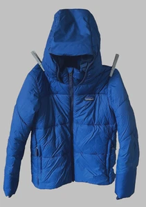 Boy’s Small 7-8 Patagonia Dark Blue Puffer Jacket Hood Zip Pockets Polyester - Picture 1 of 21