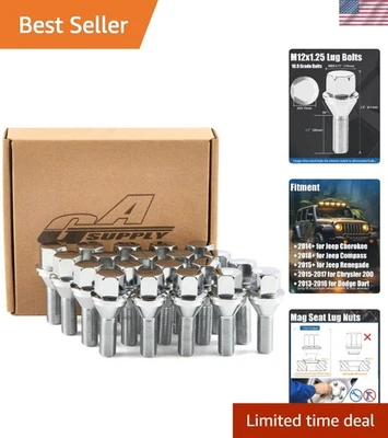 Durable One-Piece Chrome Wheel Lug Bolts: 20pcs for Jeep Cherokee & Renegade - Image 1 of 4