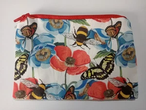 Handmade Scrubbies Lined Organic Cotton Fabric Zippy Coin Purse: Poppy Design - Picture 1 of 3