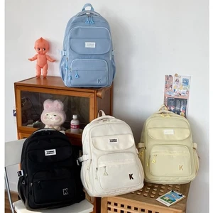 Korean Version Canvas Backpack Solid Color Computer Bag for College Students - Picture 1 of 12