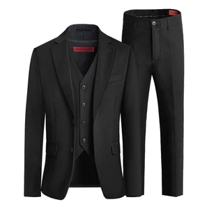 Conjunto de trajes ajustados negros para niños trajes formales 3 piezas talla 2 trajes para niños pequeños... - Imagen 1 de 6