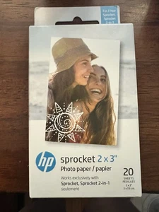  HP Sprocket Photo Paper for HP Sprocket Photo Printers 20 Sheets - 2x3" - Picture 1 of 1