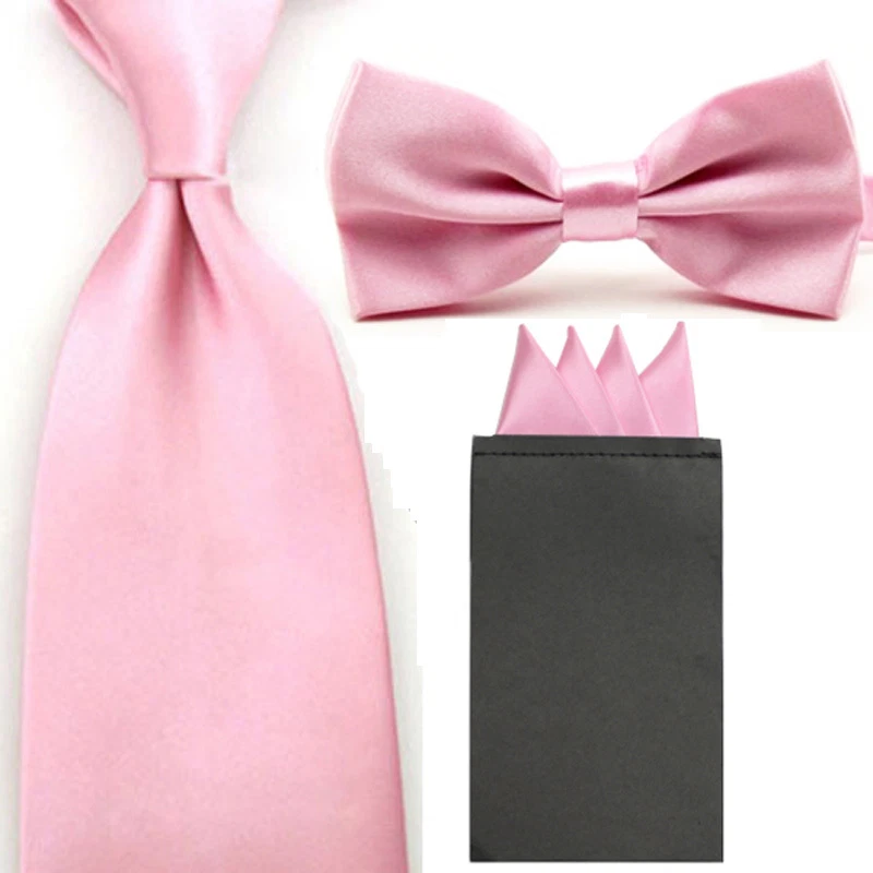 Pajarita de 8 cm de ancho para hombre corbata 4 pliegues preplegada bolsillo cuadrado pañuelo conjunto de fiesta Foto 1 de 1